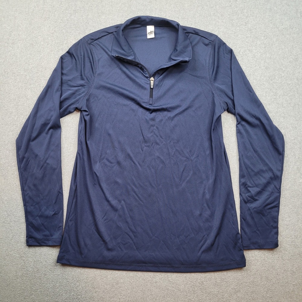 Alo 1/4 Zip Pullover Mens Large Navy Blue Long Sleeve Performance Mock Neck